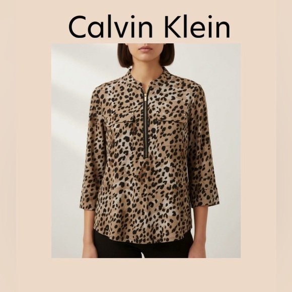 Calvin Klein Tops - Calvin Klein Cheetah Print Blouse Size Medium